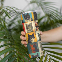 Cat Lover Gifts Skinny Tumbler Retro Cat Collage Poster