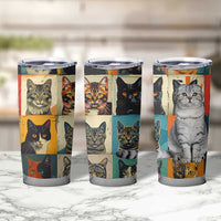 Cat Lover Gifts Tumbler Cup Retro Cat Collage Poster