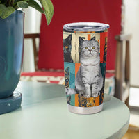 Cat Lover Gifts Tumbler Cup Retro Cat Collage Poster