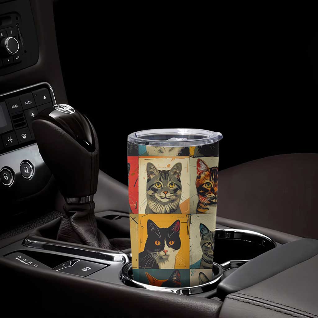 Cat Lover Gifts Tumbler Cup Retro Cat Collage Poster