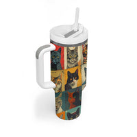 Cat Lover Gifts Tumbler With Handle Retro Cat Collage Poster