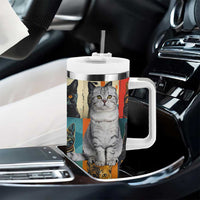 Cat Lover Gifts Tumbler With Handle Retro Cat Collage Poster
