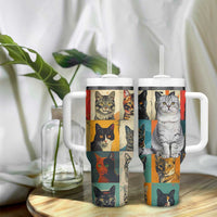 Cat Lover Gifts Tumbler With Handle Retro Cat Collage Poster