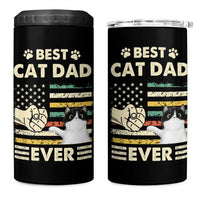 Best Cat Dad Ever 4 in 1 Can Cooler Tumbler Funny Cat Lover Gift Retro American Flag
