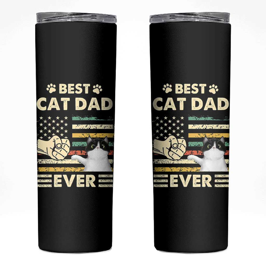 Best Cat Dad Ever Skinny Tumbler Funny Cat Lover Gift Retro American Flag