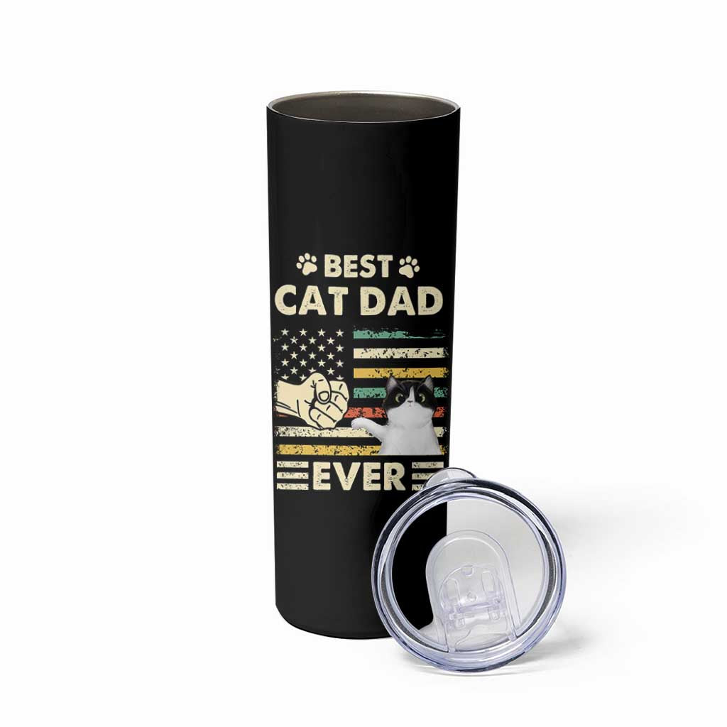 Best Cat Dad Ever Skinny Tumbler Funny Cat Lover Gift Retro American Flag