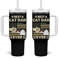 Best Cat Dad Ever Tumbler With Handle Funny Cat Lover Gift Retro American Flag