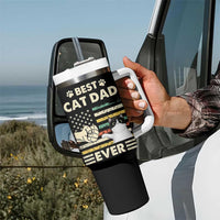 Best Cat Dad Ever Tumbler With Handle Funny Cat Lover Gift Retro American Flag