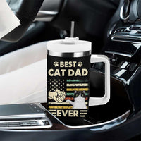 Best Cat Dad Ever Tumbler With Handle Funny Cat Lover Gift Retro American Flag