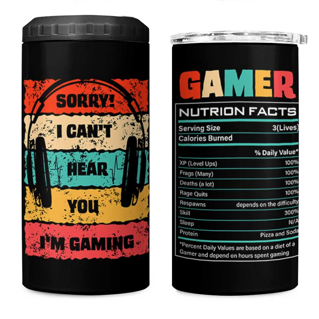 Gaming Gifts For Men Boys 4 in 1 Can Cooler Tumbler Cant Hear You Im Gaming Retro Video Game Gamer