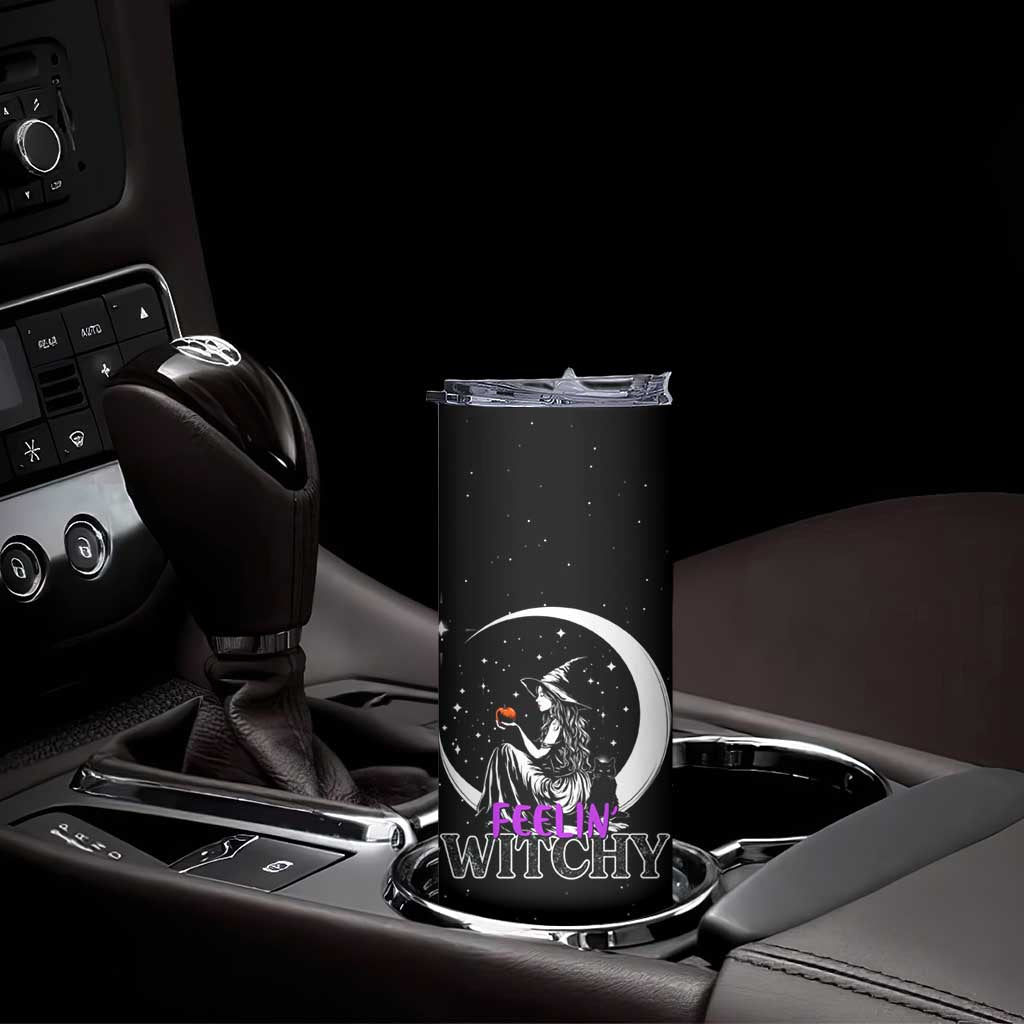 Halloween Gothic Witch Skinny Tumbler Feeling Witchy Vibes Black Cat - Wonder Print Shop