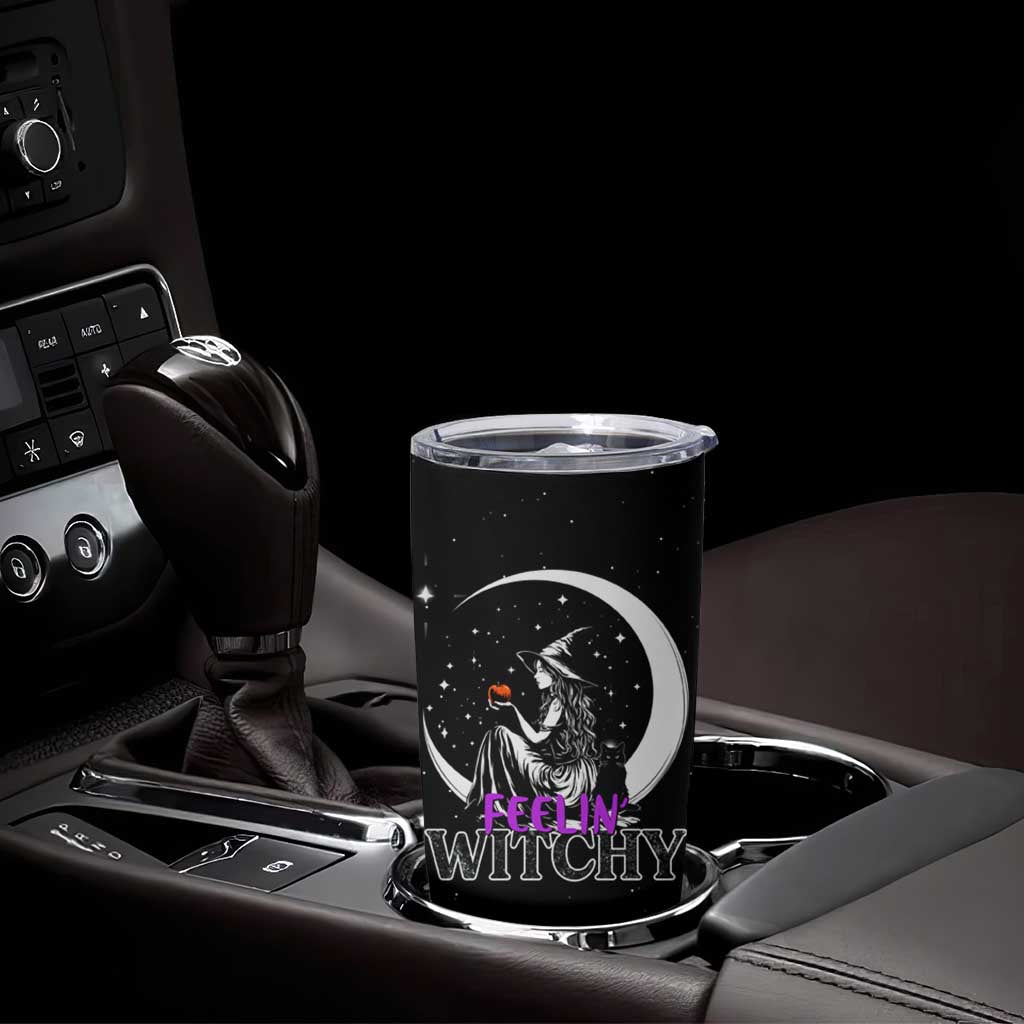 Halloween Gothic Witch Tumbler Cup Feeling Witchy Vibes Black Cat - Wonder Print Shop