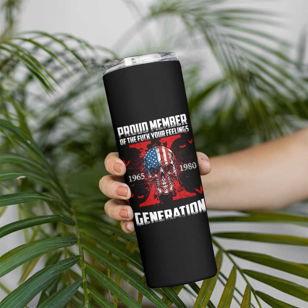 Proud Member Fck Your Feelings X Generation Horror Skull Skinny Tumbler Funny Halloween Gen X 4th Of July - Wonder Print Shop