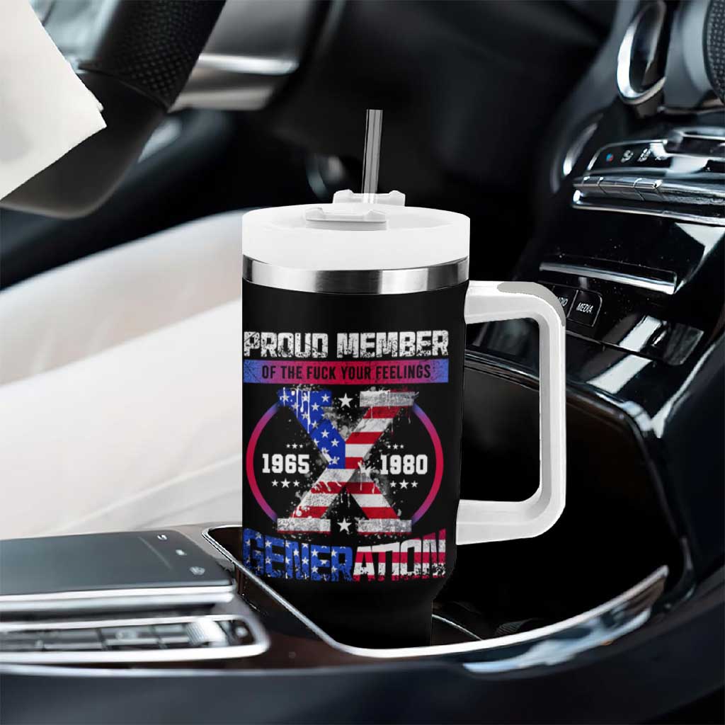 Proud Member Fck Your Feelings X Generation Tumbler With Handle Funny Gen X American Flag - Wonder Print Shop