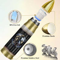 Proud Veteran Bullet Tumbler DD-214 Armed Forces Military Alumni American Flag