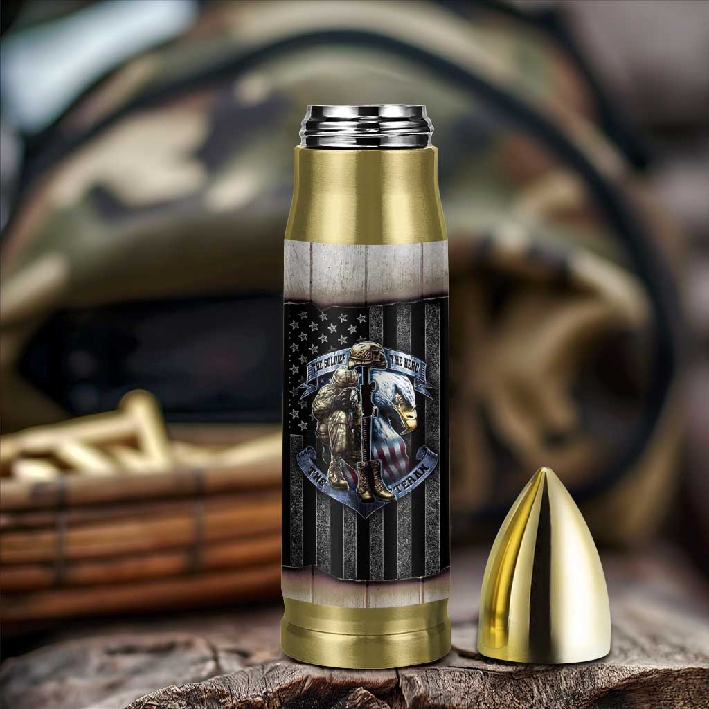 Proud Veteran Bullet Tumbler DD-214 Armed Forces Military Alumni American Flag