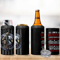 Proud Veteran 4 in 1 Can Cooler Tumbler DD-214 Armed Forces Military Alumni American Flag