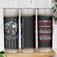 Proud Veteran Skinny Tumbler DD-214 Armed Forces Military Alumni American Flag