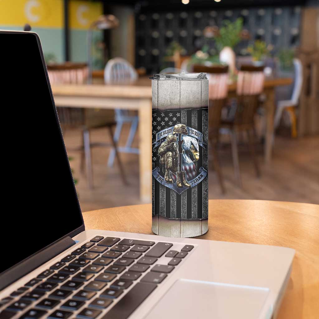 Proud Veteran Skinny Tumbler DD-214 Armed Forces Military Alumni American Flag