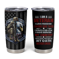 Proud Veteran Tumbler Cup DD-214 Armed Forces Military Alumni American Flag
