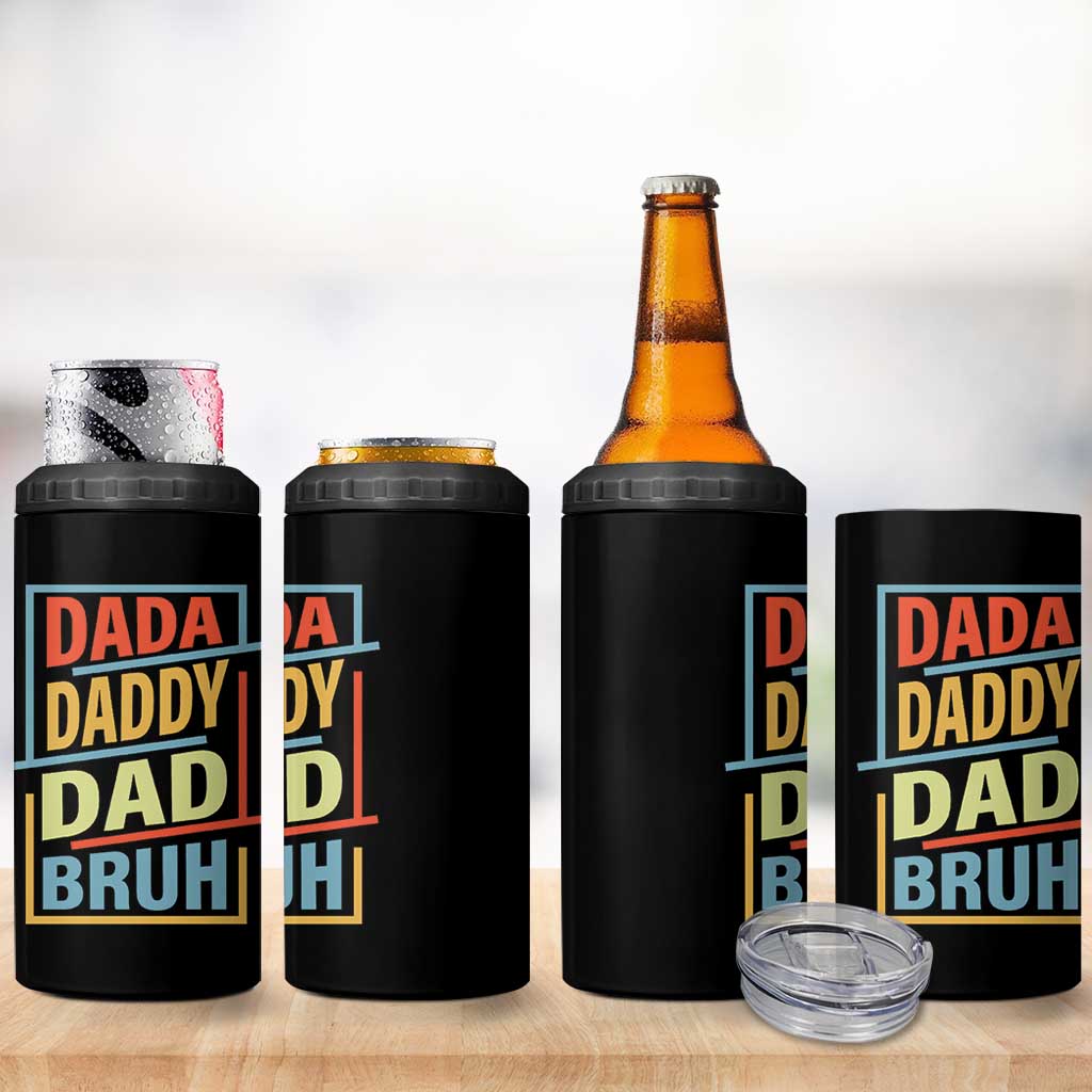 Dad Gifts From Kids 4 in 1 Can Cooler Tumbler Retro Dada Daddy Dad Bruh Funny Husband Fathers Day