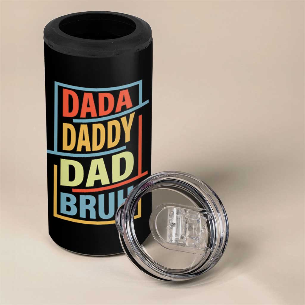 Dad Gifts From Kids 4 in 1 Can Cooler Tumbler Retro Dada Daddy Dad Bruh Funny Husband Fathers Day