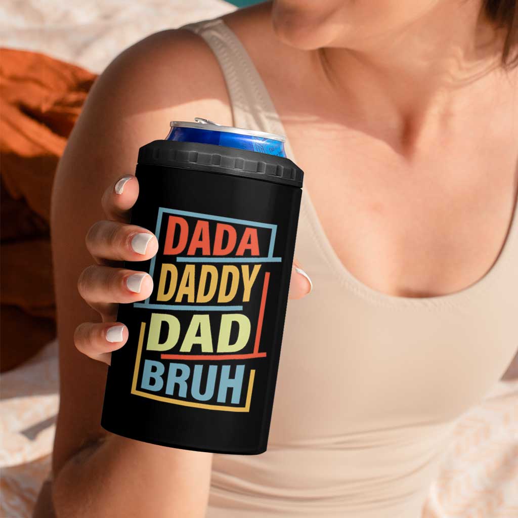Dad Gifts From Kids 4 in 1 Can Cooler Tumbler Retro Dada Daddy Dad Bruh Funny Husband Fathers Day