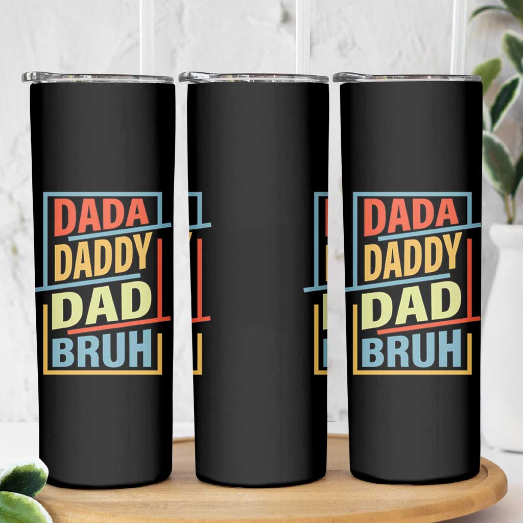 Dad Gifts From Kids Skinny Tumbler Retro Dada Daddy Dad Bruh Funny Husband Fathers Day