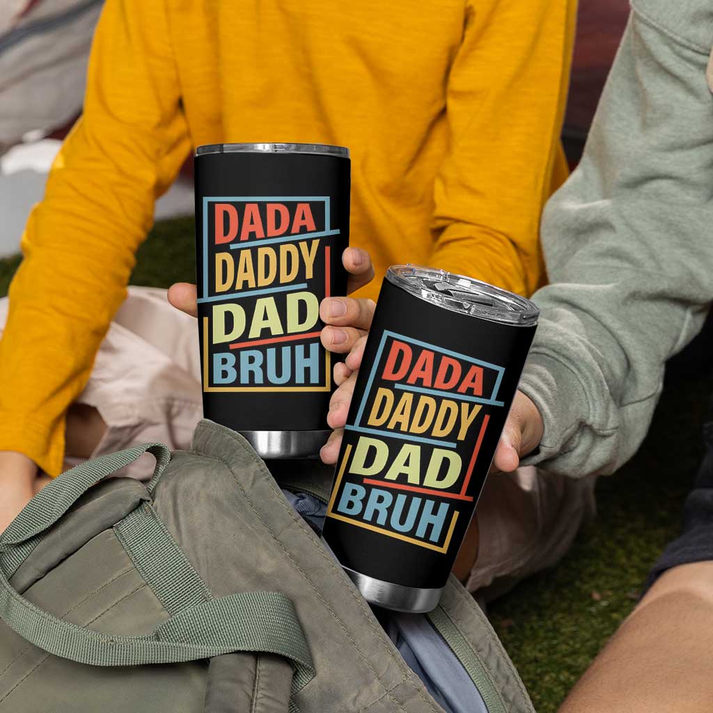 Dad Gifts From Kids Tumbler Cup Retro Dada Daddy Dad Bruh Funny Husband Fathers Day
