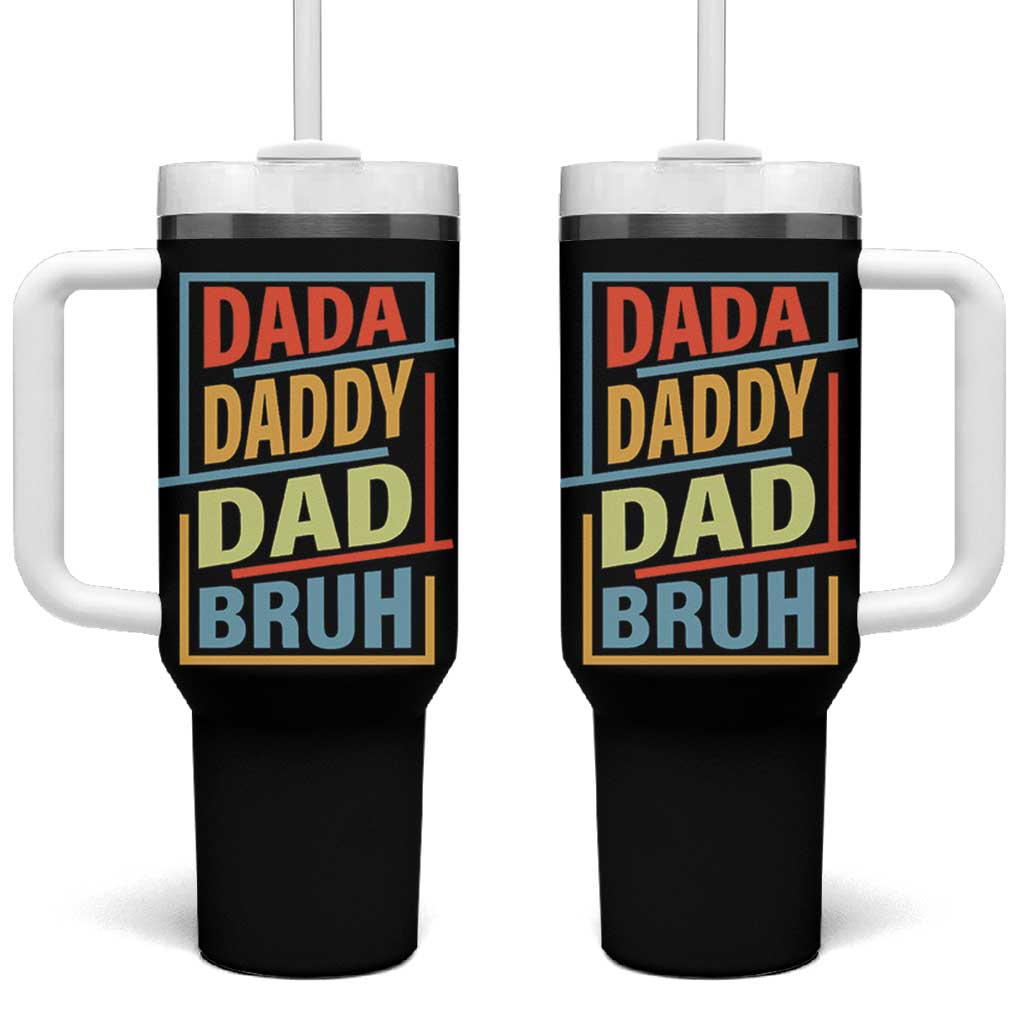 Dad Gifts From Kids Tumbler With Handle Retro Dada Daddy Dad Bruh Funny Husband Fathers Day