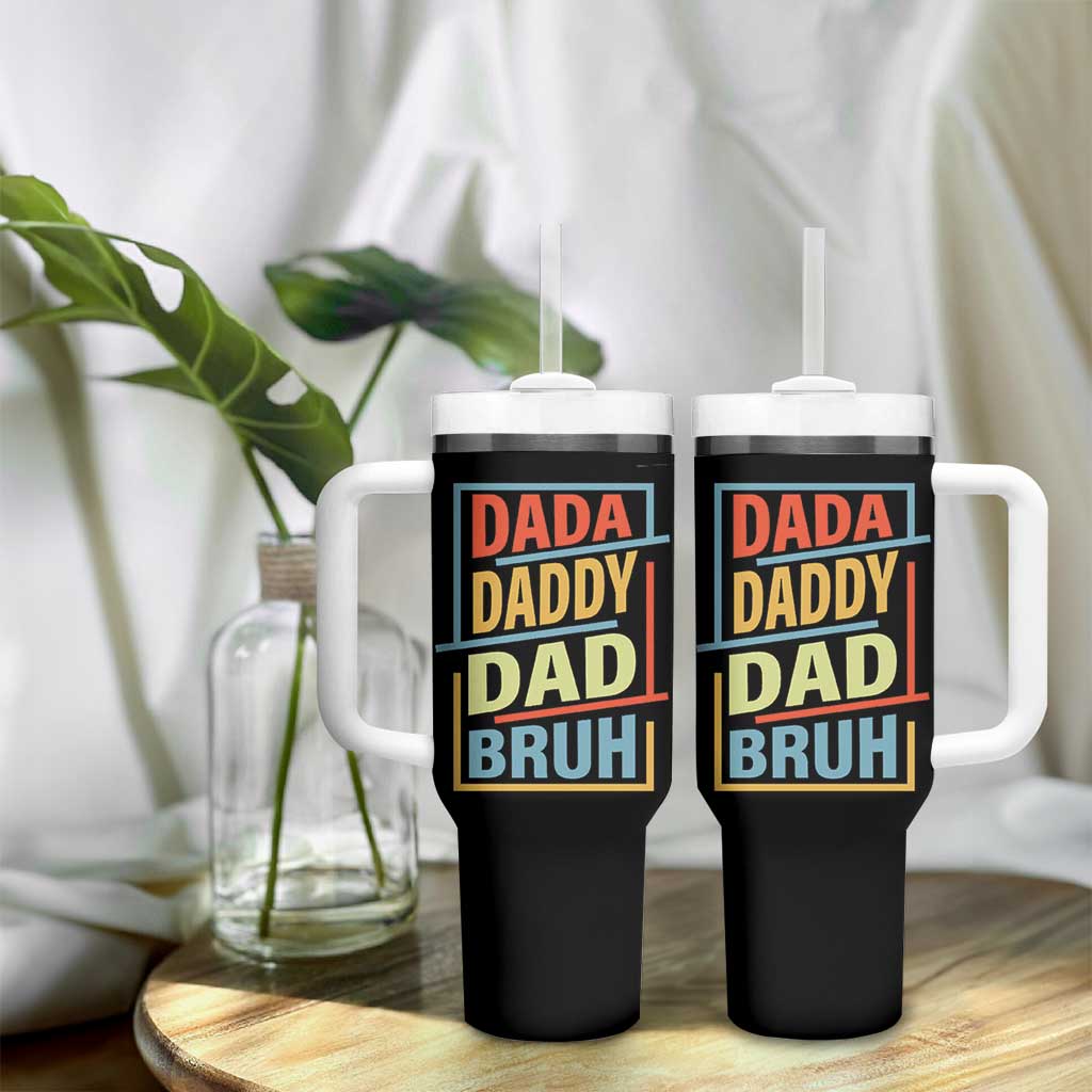 Dad Gifts From Kids Tumbler With Handle Retro Dada Daddy Dad Bruh Funny Husband Fathers Day