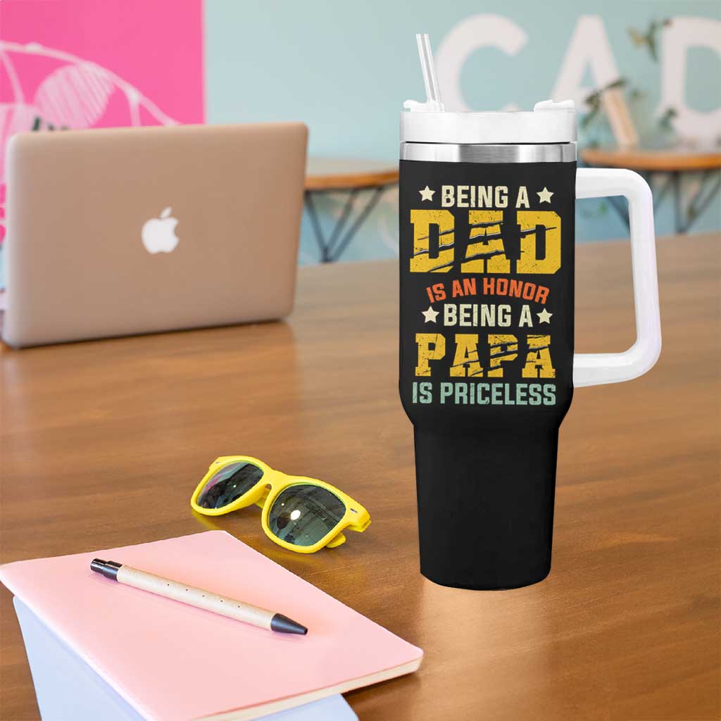 Christmas Gifts for Dad Tumbler With Handle Being A Dad Is An Honor Being A Papa Is Priceless - Wonder Print Shop