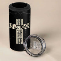 Christian Dad 4 in 1 Can Cooler Tumbler Blessed Dad Cross Fathers Day