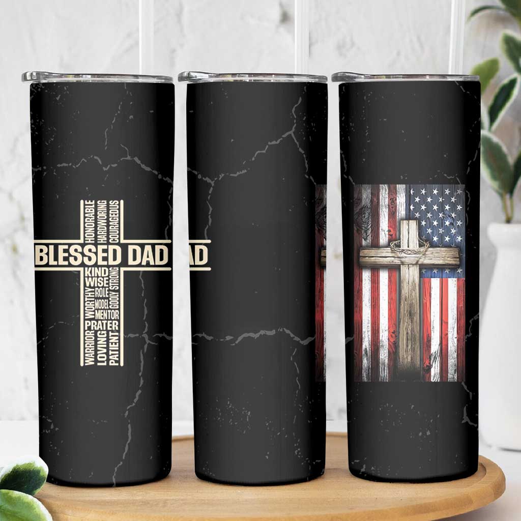 Christian Dad Skinny Tumbler Blessed Dad Cross Fathers Day