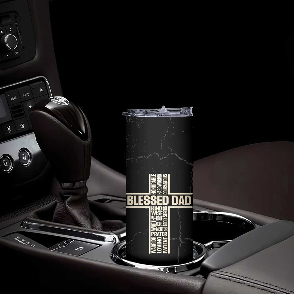 Christian Dad Skinny Tumbler Blessed Dad Cross Fathers Day
