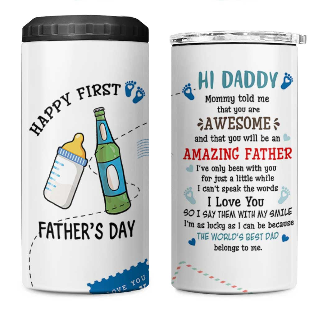 First Fathers Day 4 in 1 Can Cooler Tumbler New Baby 1st Daddy Gifts Ideas