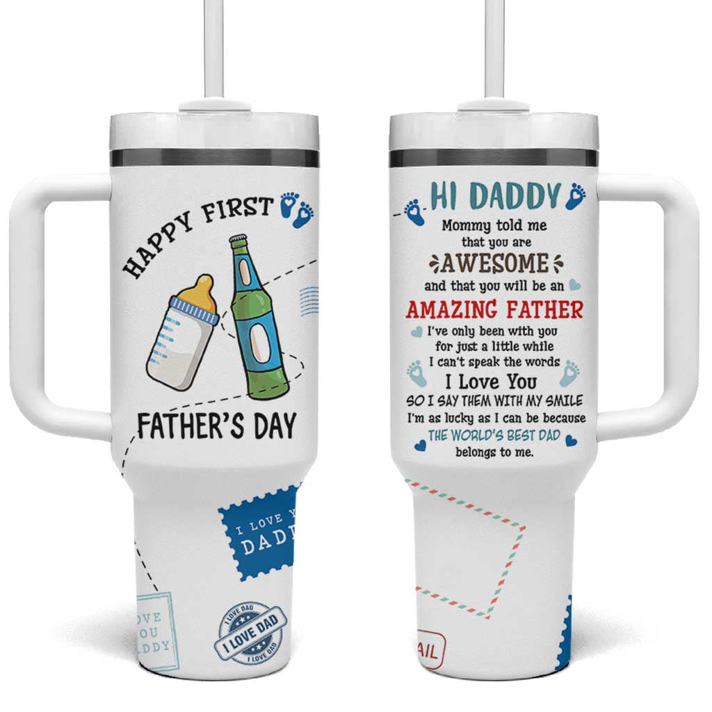 First Fathers Day Tumbler With Handle New Baby 1st Daddy Gifts Ideas