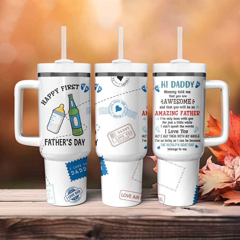 First Fathers Day Tumbler With Handle New Baby 1st Daddy Gifts Ideas