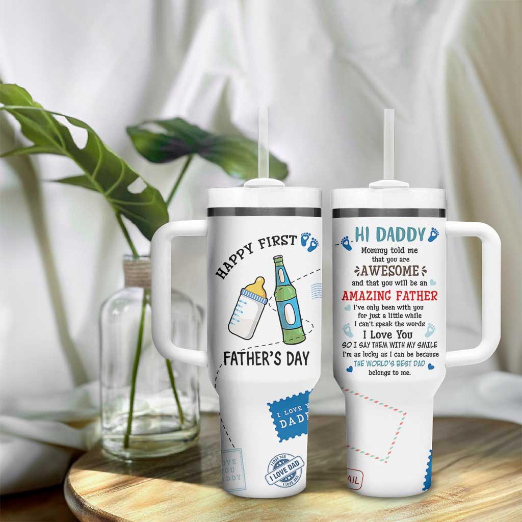 First Fathers Day Tumbler With Handle New Baby 1st Daddy Gifts Ideas