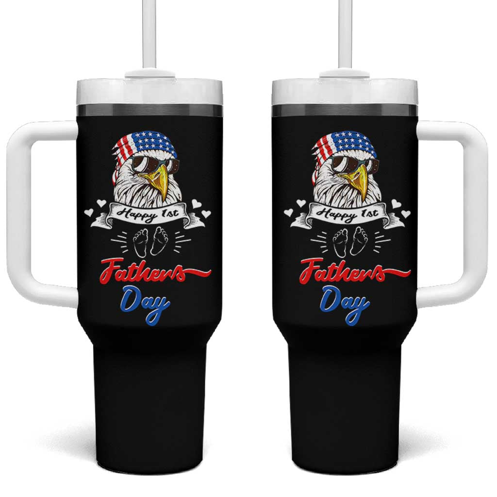 Happy 1st Fathers Day Tumbler With Handle First Time Daddy New Baby Gifts Ideas Eagle