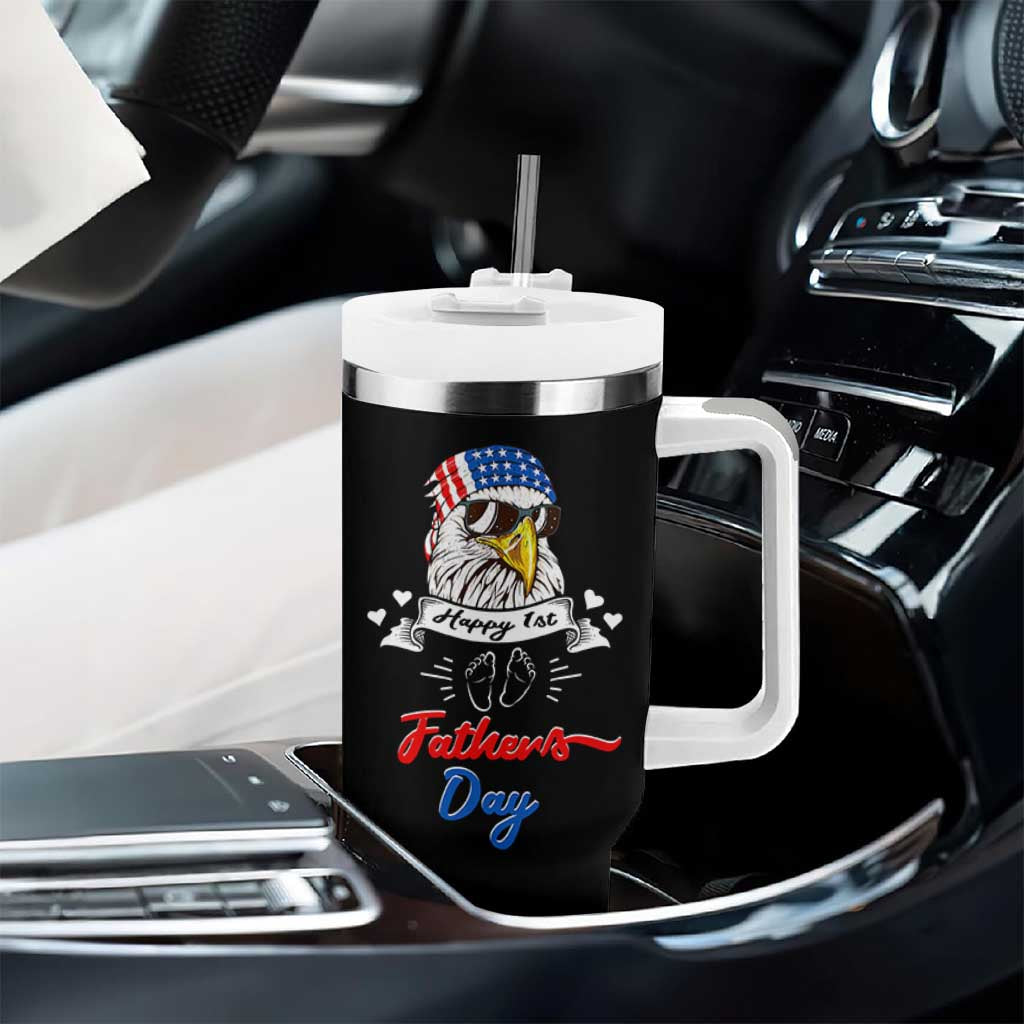 Happy 1st Fathers Day Tumbler With Handle First Time Daddy New Baby Gifts Ideas Eagle