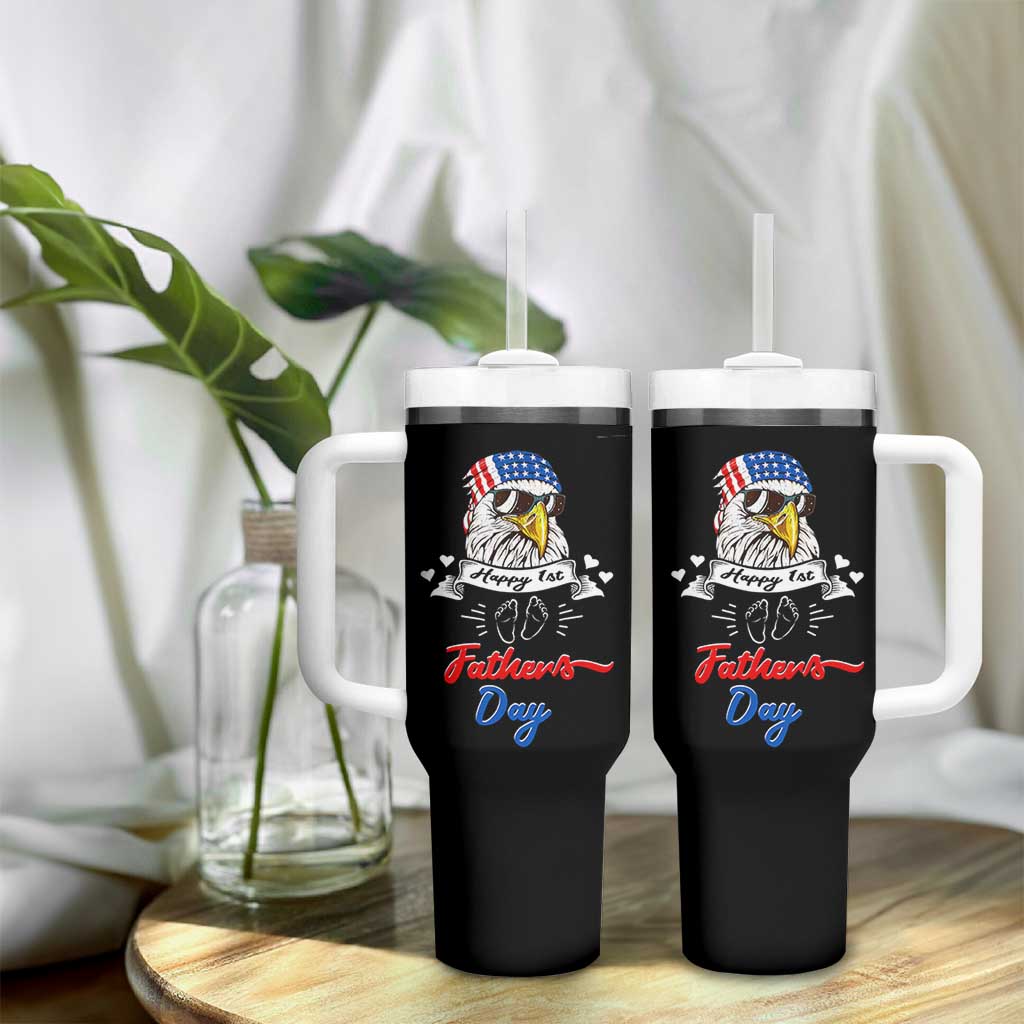 Happy 1st Fathers Day Tumbler With Handle First Time Daddy New Baby Gifts Ideas Eagle