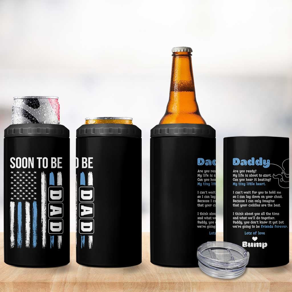 Soon To Be Dad 4 in 1 Can Cooler Tumbler Funny Pregnancy Announcement Dad American Flag
