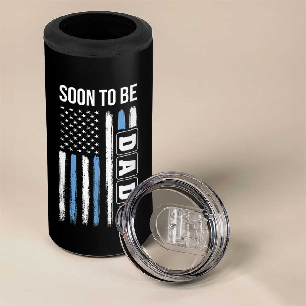 Soon To Be Dad 4 in 1 Can Cooler Tumbler Funny Pregnancy Announcement Dad American Flag
