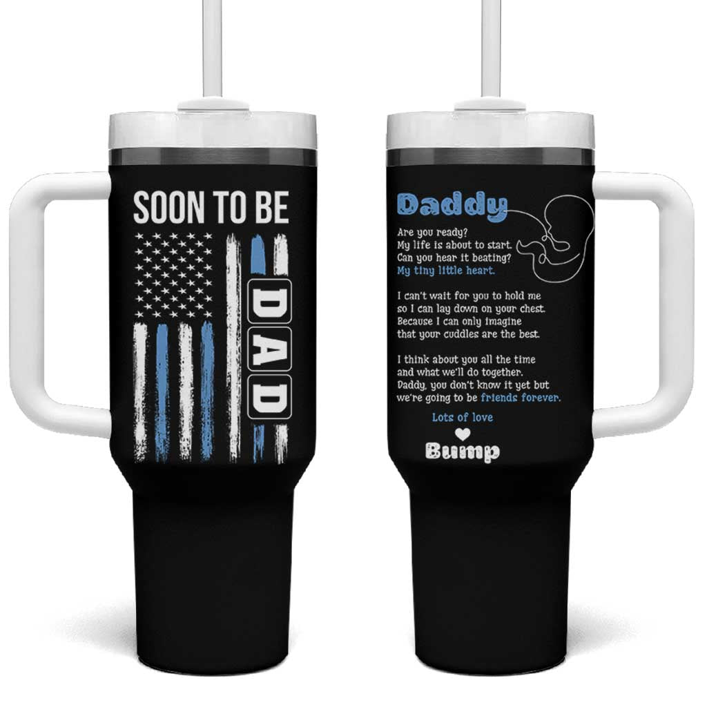 Soon To Be Dad Tumbler With Handle Funny Pregnancy Announcement Dad American Flag