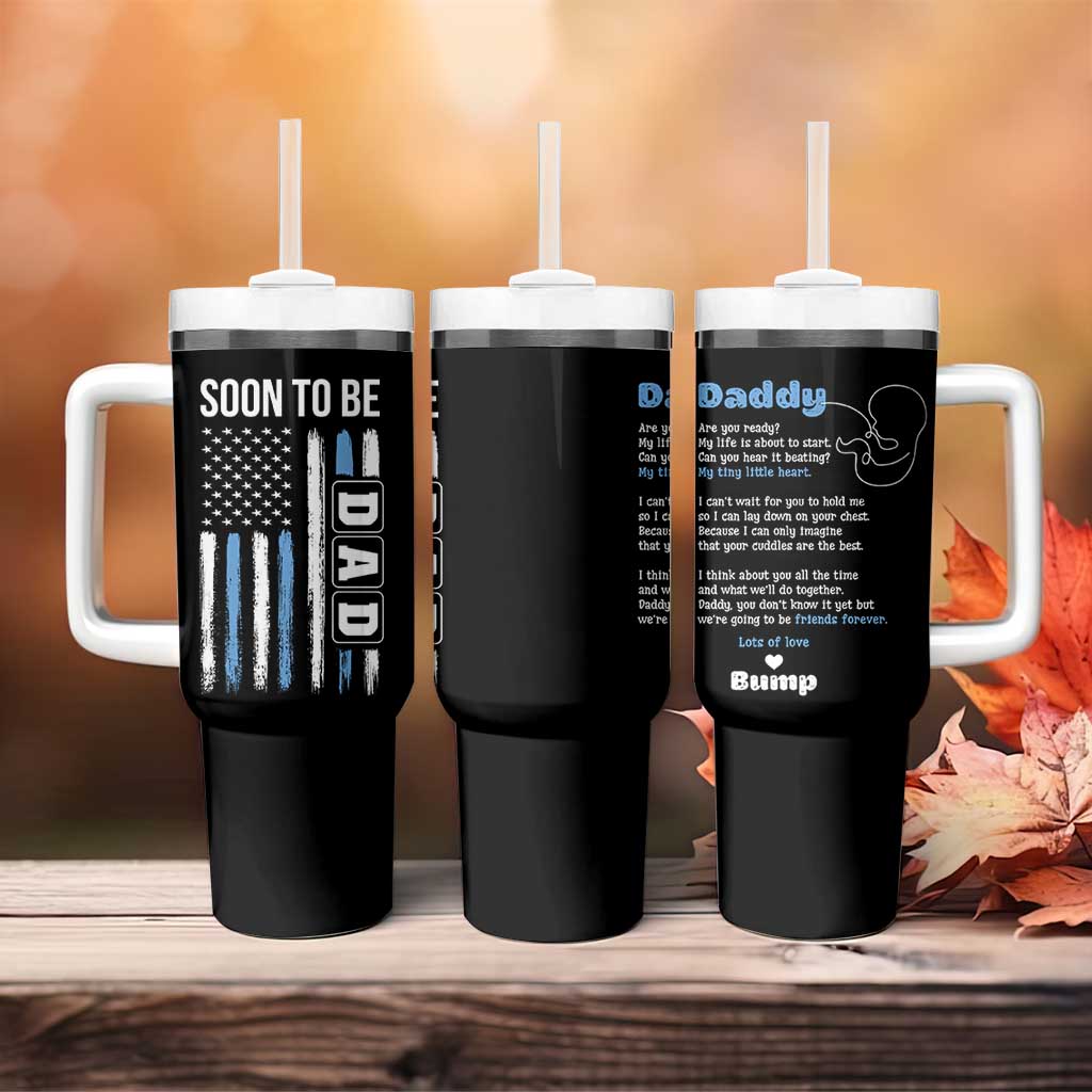 Soon To Be Dad Tumbler With Handle Funny Pregnancy Announcement Dad American Flag