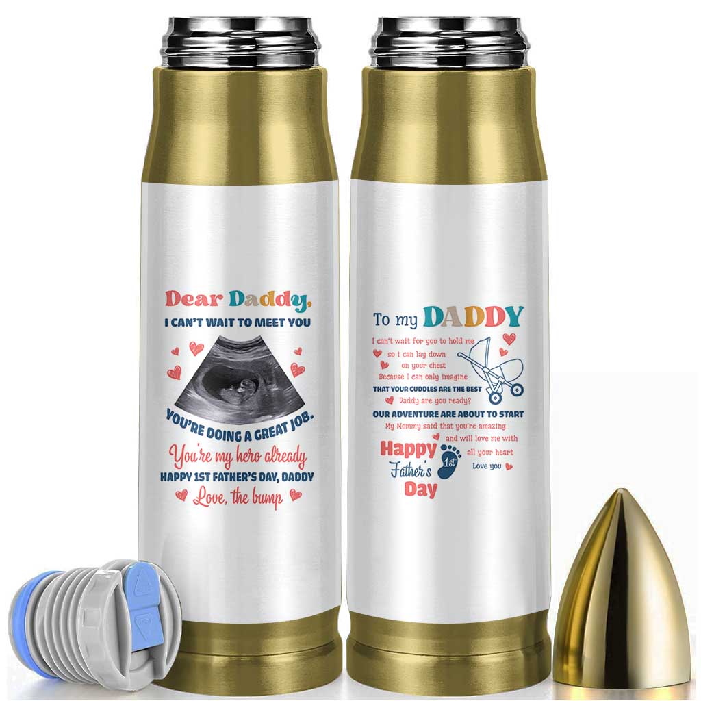 Happy First Fathers Day Bullet Tumbler New Dad 1st Time Daddy Announcement
