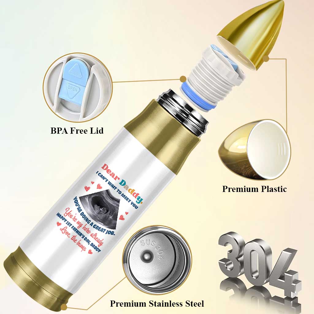 Happy First Fathers Day Bullet Tumbler New Dad 1st Time Daddy Announcement