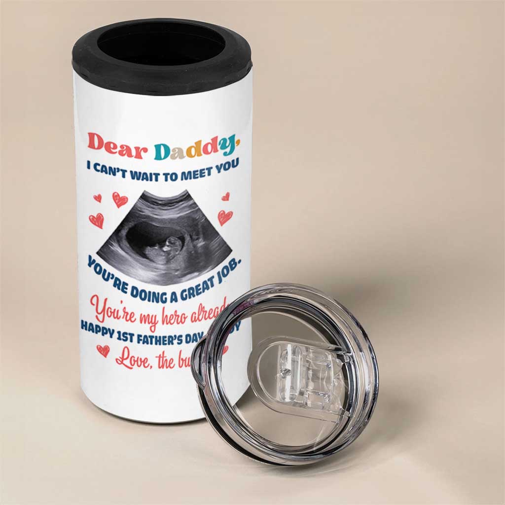 Happy First Fathers Day 4 in 1 Can Cooler Tumbler New Dad 1st Time Daddy Announcement