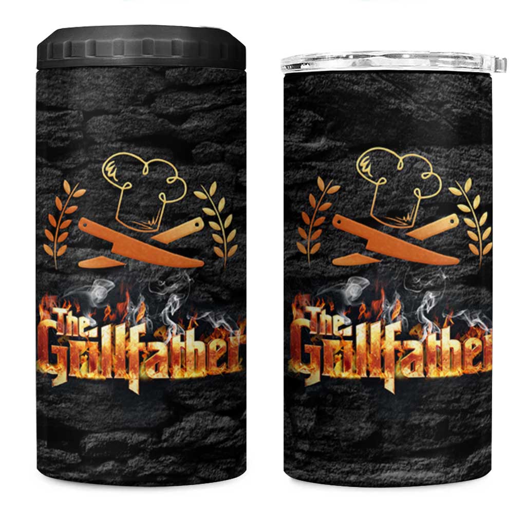 Funny Grilling BBQ 4 in 1 Can Cooler Tumbler The Grillfather Fathers Day